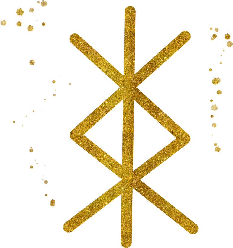 Futhark Rune Symbol Hand Painted in Gold Glitter