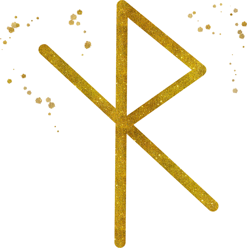 Futhark Rune Symbol Hand Painted in Gold Glitter