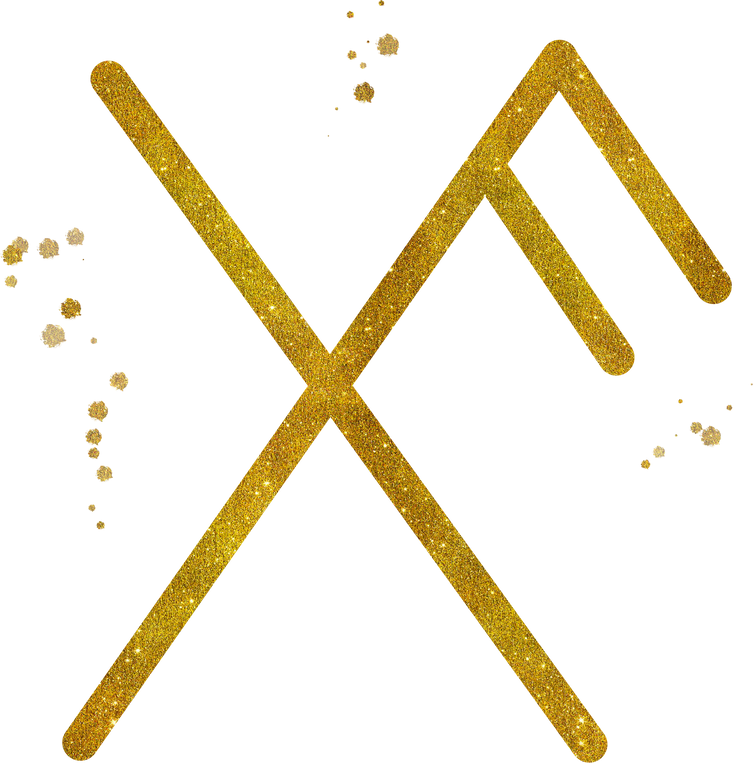 Futhark Rune Symbol Hand Painted in Gold Glitter