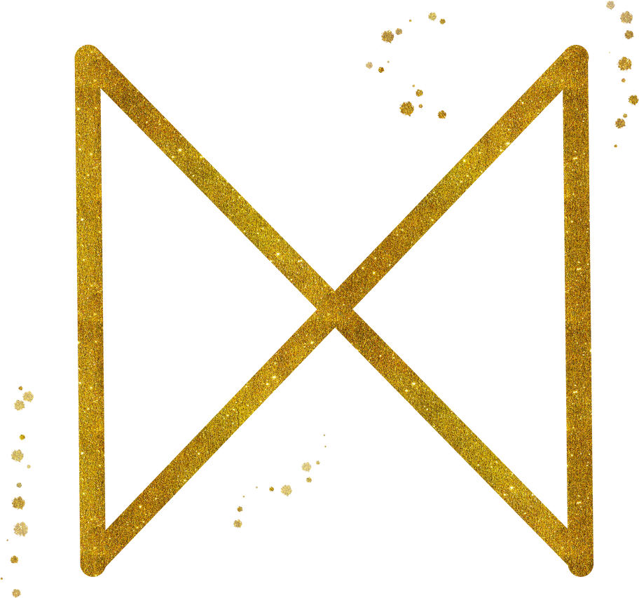 Futhark Rune Symbol Hand Painted in Gold Glitter